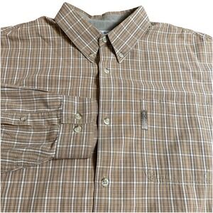 Columbia Shirt Mens XL Tan Brown Plaid Long Sleeve Button Up Outdoor Casual